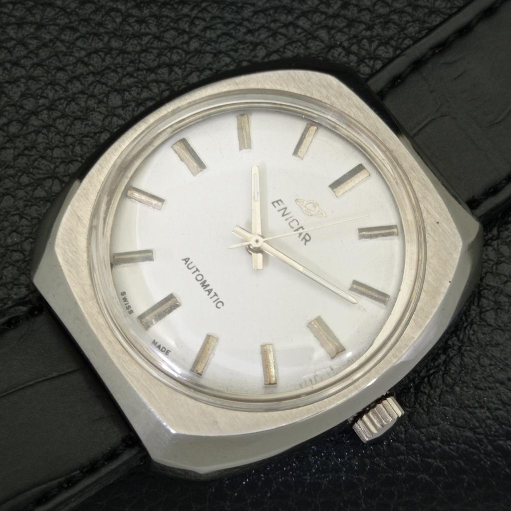 Gebrauchte automatische Herrenuhr Enicar Star Jewels 167 mit weißem Zifferblatt, Schweizer Uhrwerk, A432163-2