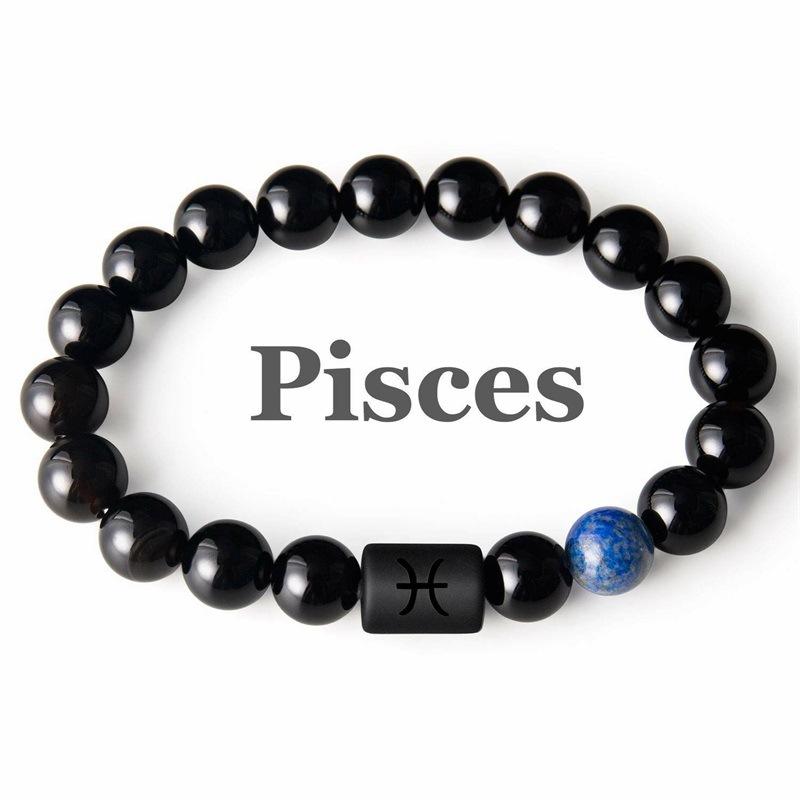 JYL TS Bracelet Zodiac Onyx  Couple & BFF Style Fosters Friendship & Love Pisces-Pisces