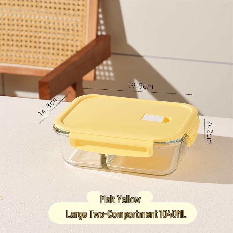 BOLIDOMI Rectangular 2-Compartment Glass Lunchbox