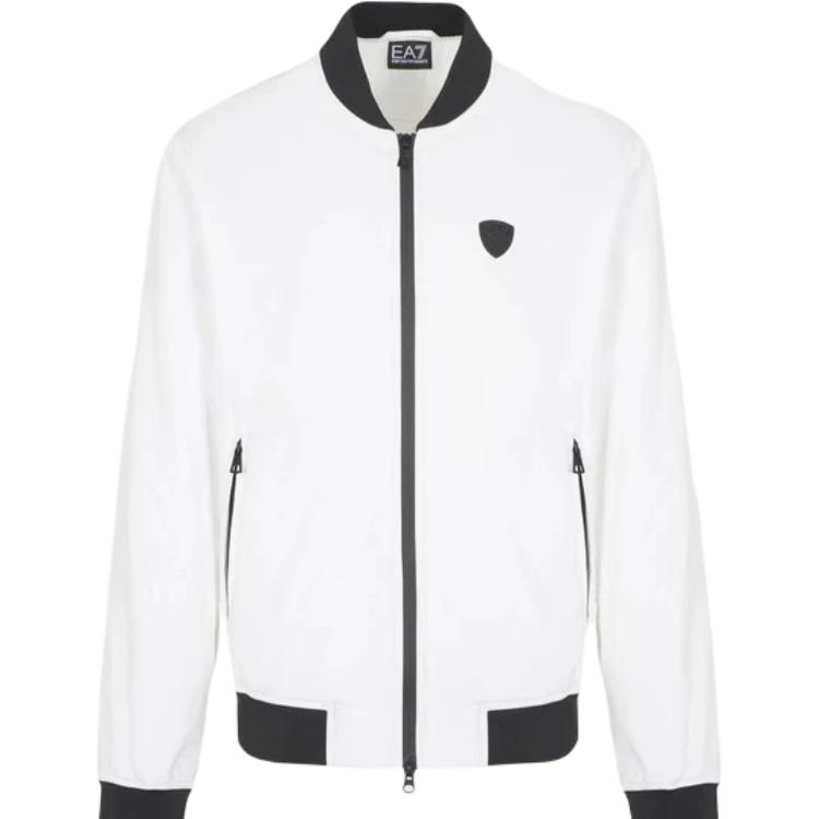 Emporio Armani EA7 Color Block Zip Long Sleeve Jacket Men jackets White 8NPB10-PN7LZ-1100 M