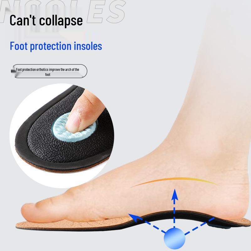 Orthopedic Genuine Leather High Arch Support Insoles - Odor-Resistant, Breathable, Sweat-Absorbent for Men & Women