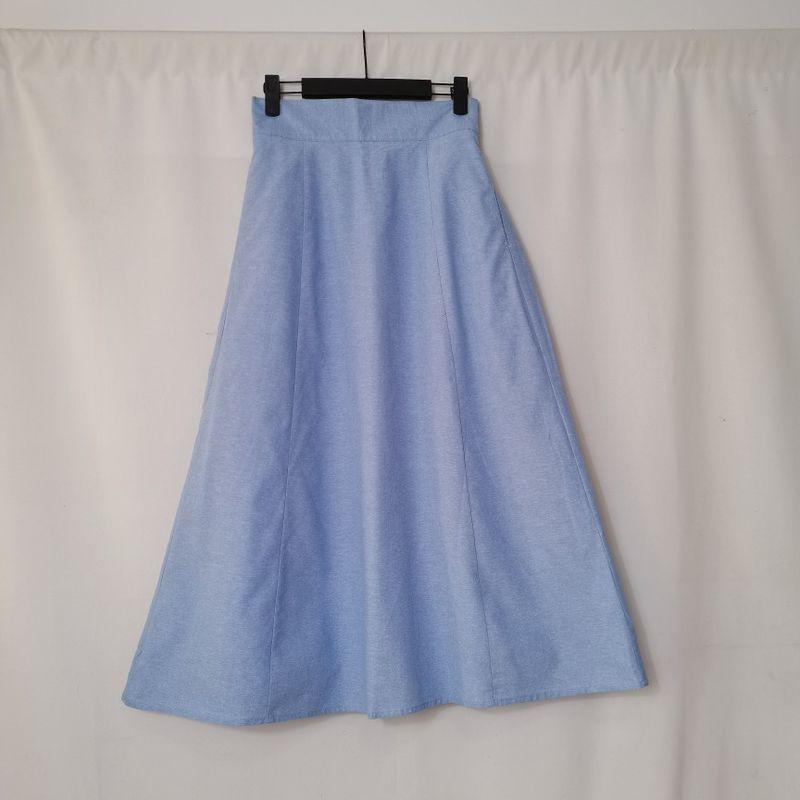 

Товары с одним хвостом Чистый хлопок Оксфорд Текстиль Эластичная резинка Юбка с высокой талией Миди Длинная юбка А-силуэта Юбка с большим воланом для студентов Shallow test Blue All yards