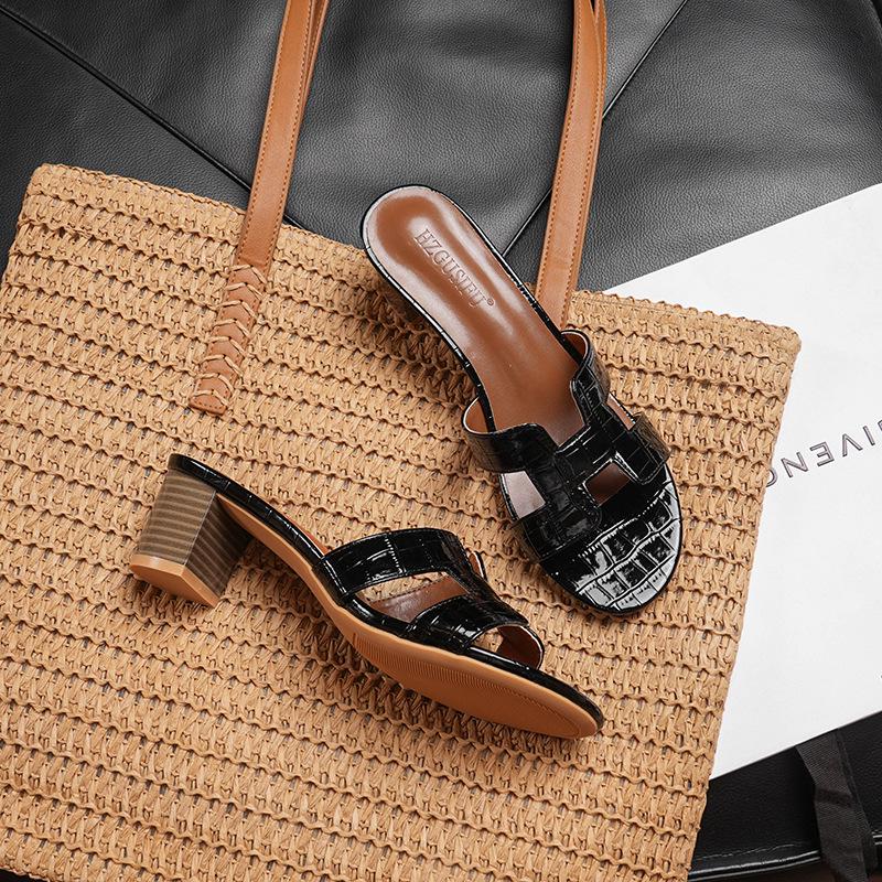 Dicke Sommer-Hausschuhe für Damen – 2025 Mode, Sandalen mit 5 cm hohem Absatz