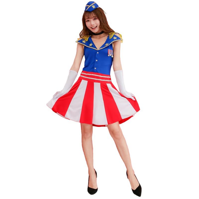 

M-XL приветственная этикетка униформа бортпроводника, униформа для танцев в баре, танцевальное платье пилота-бортпроводника XL