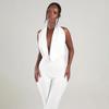 Women's 2026 Summer Draped Neck Backless Tie Bodycon Jumpsuit