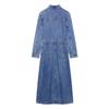 2025 Spring/Summer Women's Casual Versatile Lapel Long-Sleeved Denim Dress