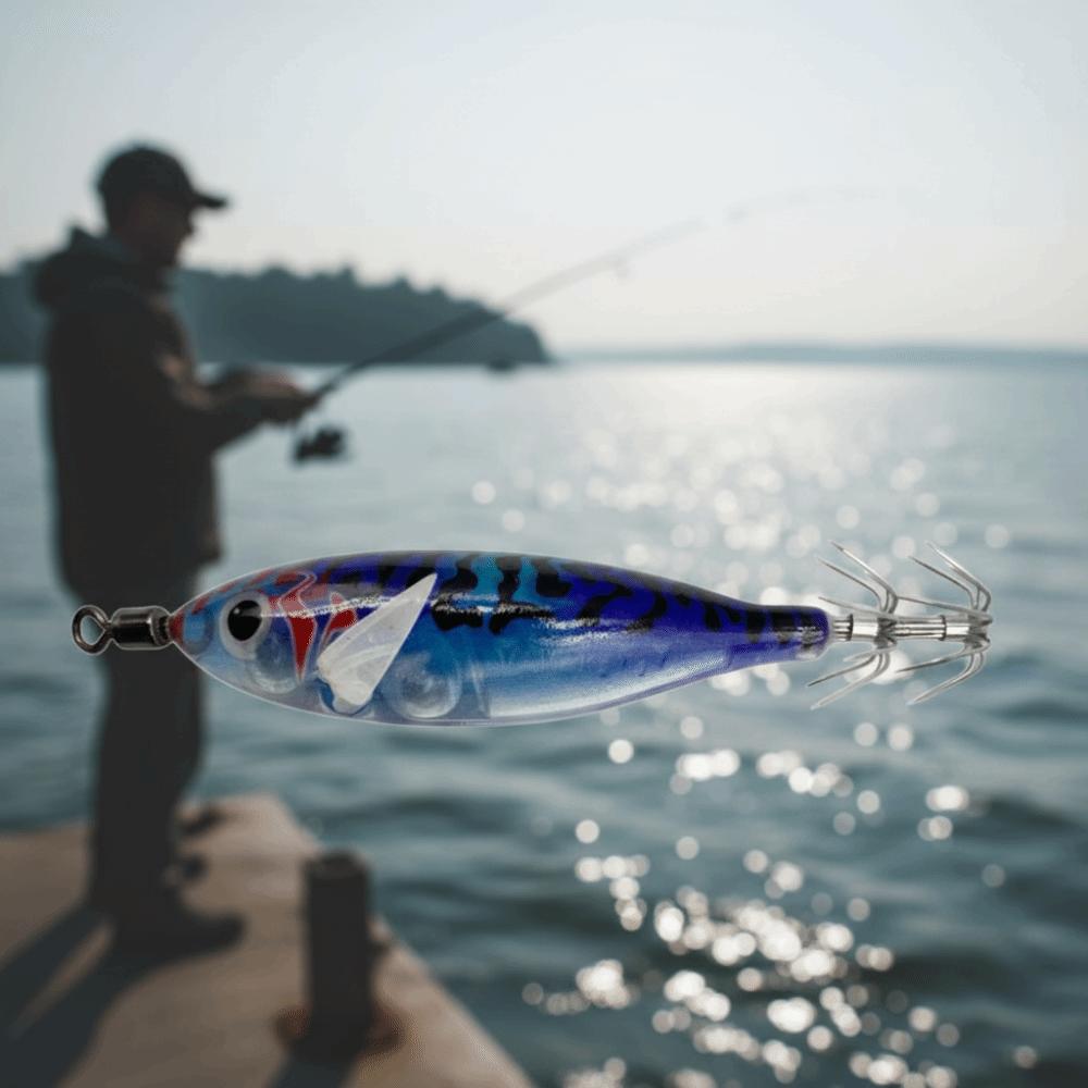 2Pcs Glow-in-the-dark Squid Trolling Lure Artificial Bait Horizontal Squid Lure Night Fishing