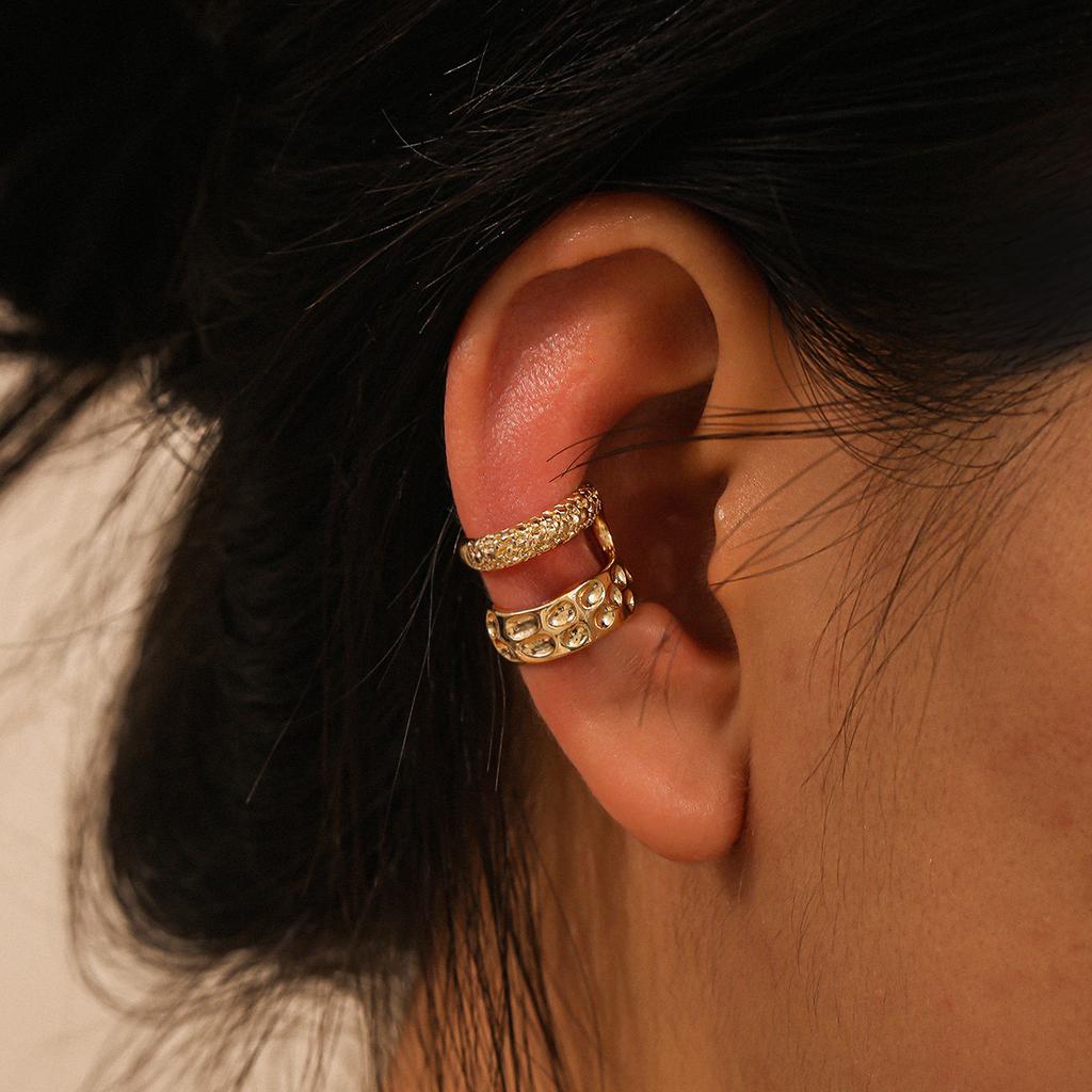 European and American hot-selling simple line diamond-encrusted earbone clip personalized double-layer u-shaped earless earclip earrings 1-piece set
