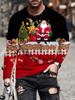 Men's T-Shirt Santa Claus 3D Print Christmas Men's Long Sleeve T-Shirts Casual Pullover Top Holiday Comfortable Men's Clothing