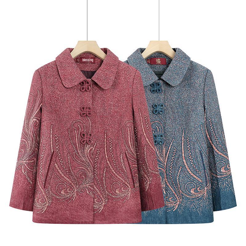 

Grandma s 2024 Spring & Autumn Outerwear: Stylish Tops for Middle-Aged & Elderly Women (60-70) 2XL (110-125 lbs) красный