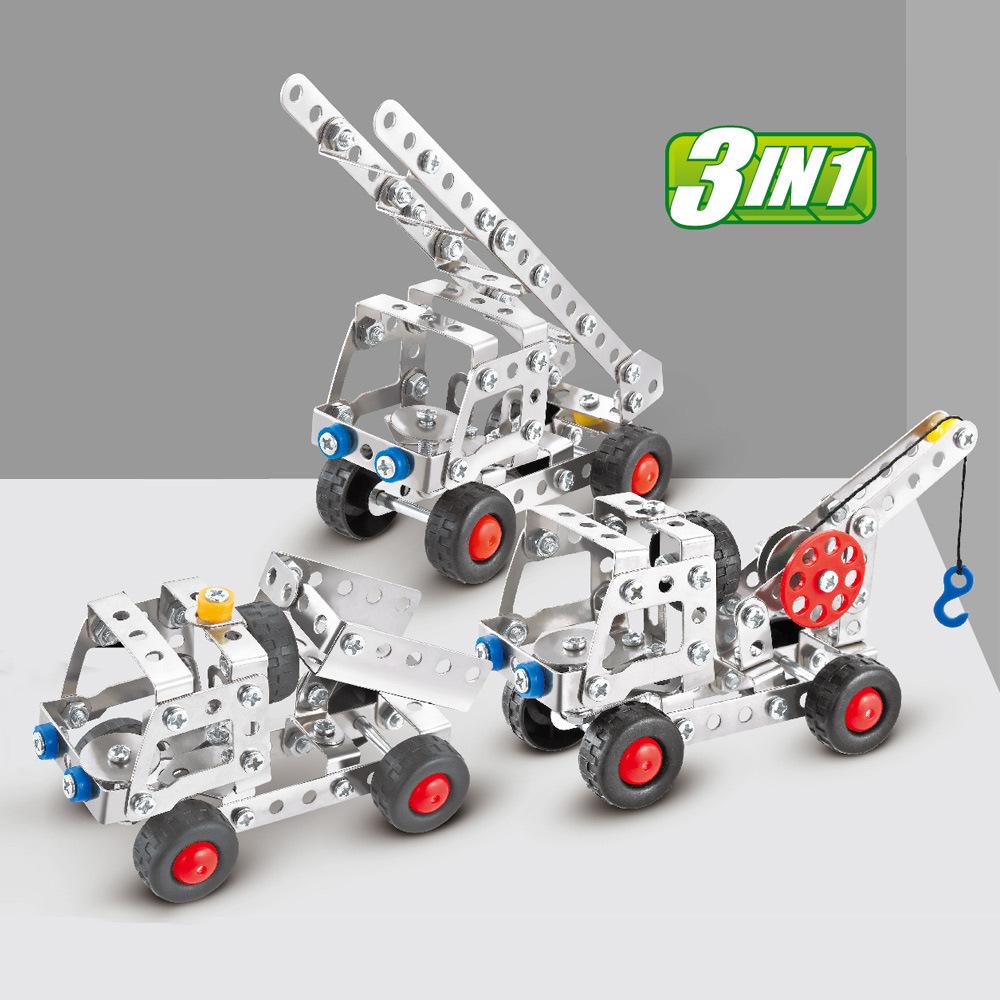 Metal Assembly Engineering Vehicle Simulation Screw Nut DIY Alloy Building Block Car Model Children's Education Toys For Boys