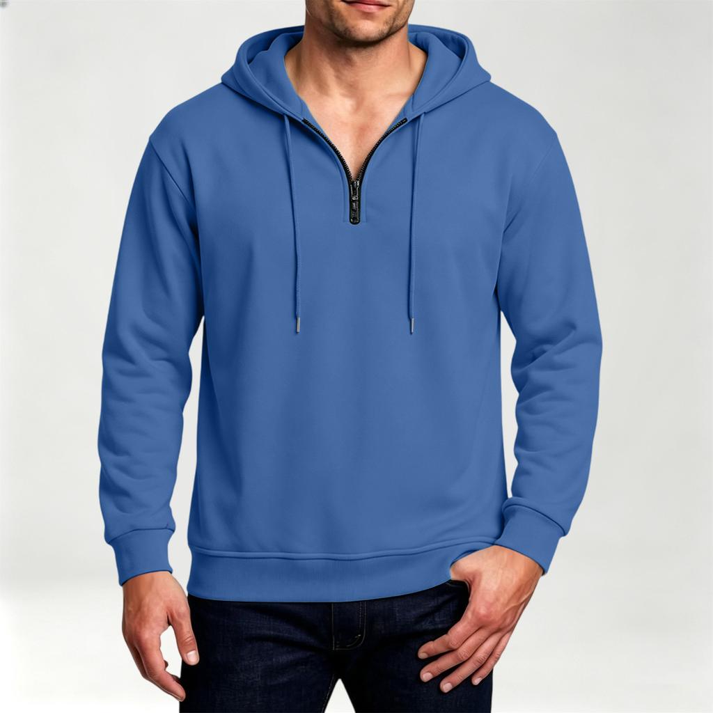 Casual Heren Sweatshirt met Kwartrits en Capuchon voor Dagelijks Gebruik