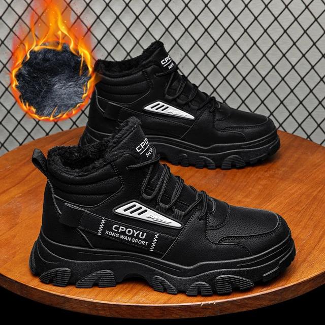 

Новые зимние сноубутсы 2025 Меховые плюшевые теплые хлопковые ботинки Удобные противоскользящие для улицы, для походов, морозостойкие ботильоны на шнуровке 39