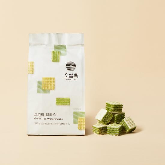Osulloc Green Tea Wafers 100g, Korean snacks