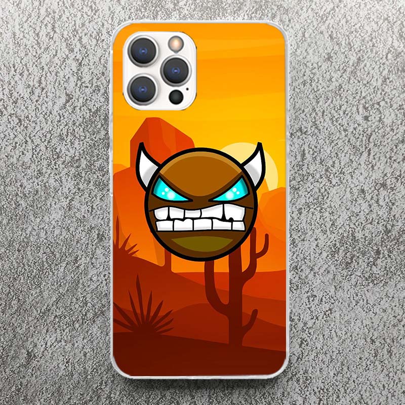 Custodia morbida con stampa del gioco Geometry Dash per iPhone 17 Air 16 16E 15 14 Plus 13 Mini 12 11 Pro Max Cover con motivo per telefono SE 7 8