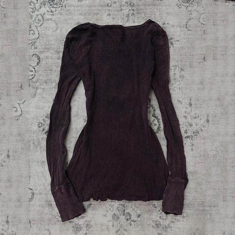 TrendHub Gothic Dunkler Stil Spicy Girl Langarm T-Shirt mit Aufdruck Herbst Retro Y2K Oberteil für Damen