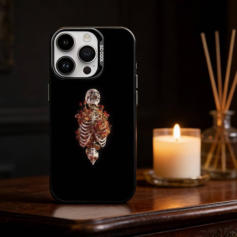 

Anatomy Skeleton Phone Case For iPhone 17,16,15,14,13,12,11,Pro Max,Plus Candy Silver Cover iPhone12