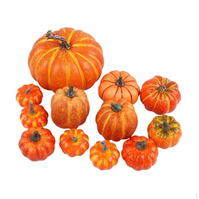 12Pcs Artificial Pumpkins Decorative Orange Realistic Photography Props Foam