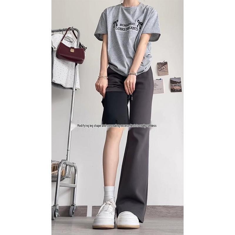 

Женские флисовые спортивные штаны большого размера микро-клеш серого цвета - Эластичные, закрывающие бедра, свободного кроя для осени/зимы XL (recommended 120-140 jin)