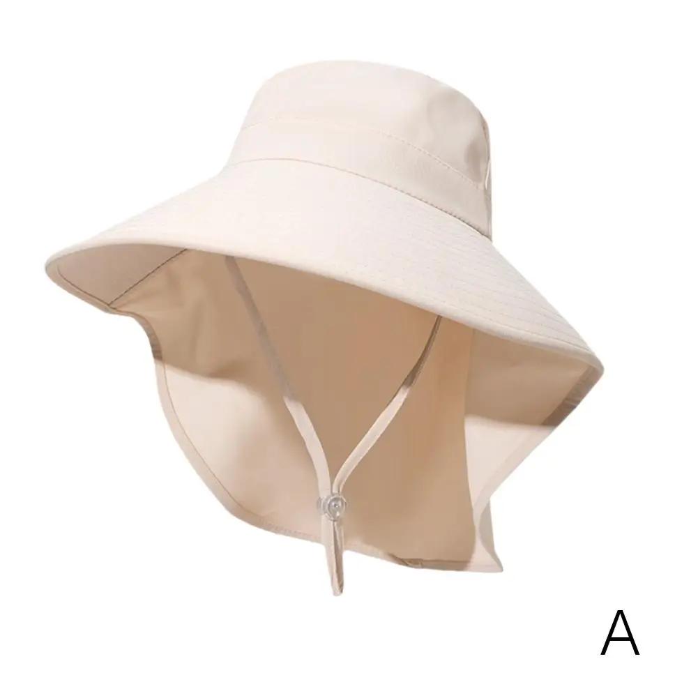 Summer Large Brim Sun Hats For Women Outdoor UV Anti Neck Protection Sun Visors Lady Fishing Hiking Shawl Sunscreen Cap
