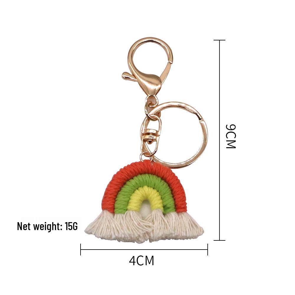 Nordic Rainbow Woven Tassel Keychain Pendant - Ethnic Style Ornament for Bags & Cars