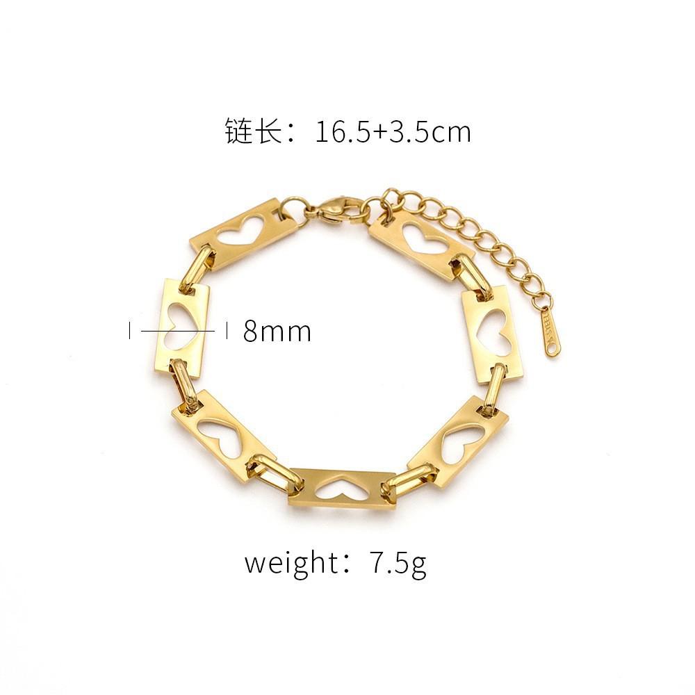 Hip-Hop Style Personality Simple Titanium Steel Hand Jewelry Love Shape Square Titanium Steel Non-Fading Bracelet Women