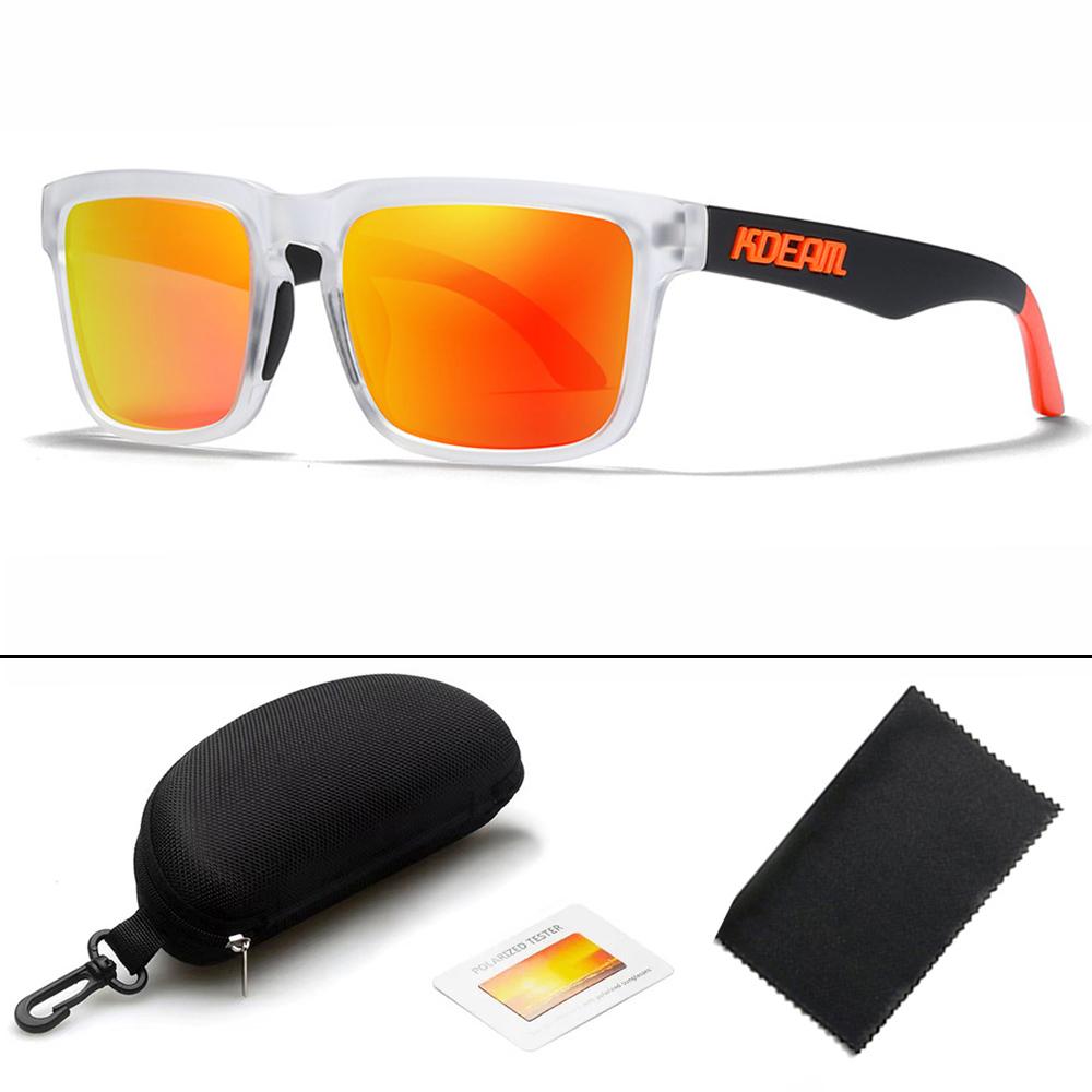 KDEAM Unisex Square Polarized Sunglasses Outdoor Retro Style Lightweight Comfortable Fashion Women Sun Glasses With Hard Case