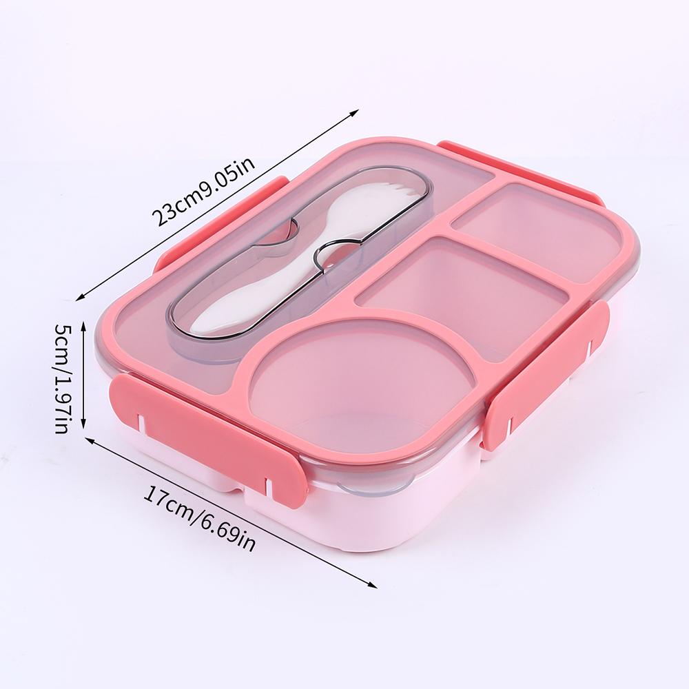 Lunch Box Bento Box 4 Compartment with Utensils Leakproof Portable Food Storage Snack Container for Work Home