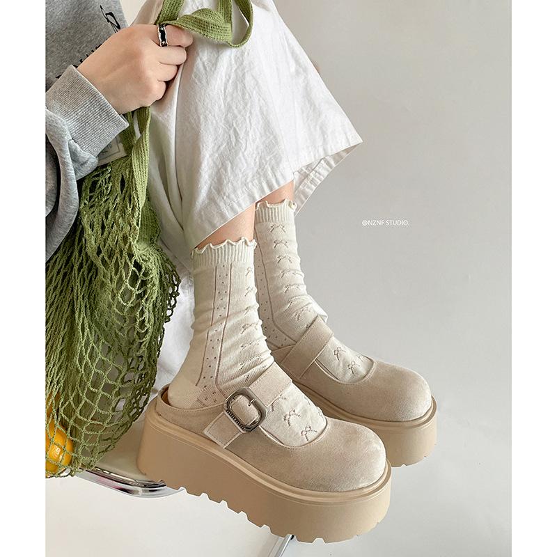 Fashion and lightweight, one-pedal heightened thick-soled bag head slippers, Mary Jane half slippers for summer wear