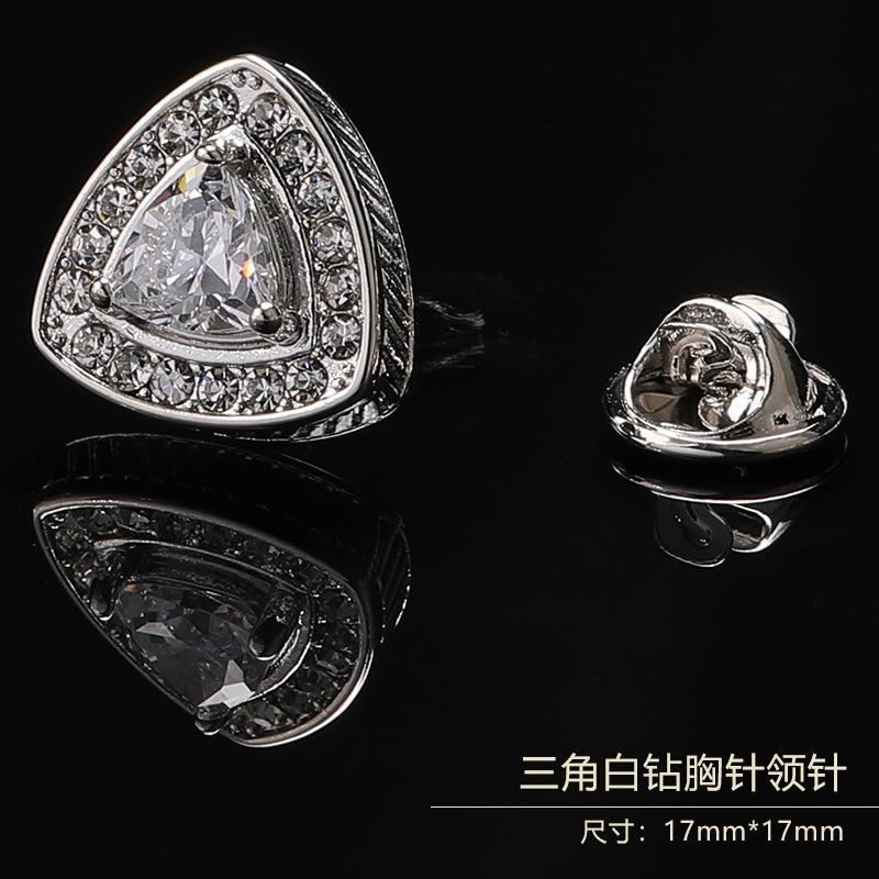 Gift Box Men'S Fashion Temperament Crystal Brooch Collar Pin Suit Brooch Collar Pin Trend Corsage