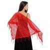 Women's Triangle Lace Shawl with Tassels Waved Shoulder Wrap Shawl Scarf for Bridal Gowns and Evening Parties