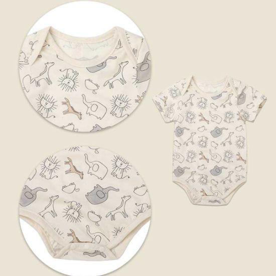 Withorganic Organic Cotton Newborn Bodysuit 2-Piece Set - Cloud Heart Horse + Momo's Forest