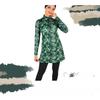 Banana Leaf Print Set Muslim Women Modest Seaside Swimwear Full Coverage Swimsuit Beachwear Burkini Swimsuit Set (Without Headscarf)
