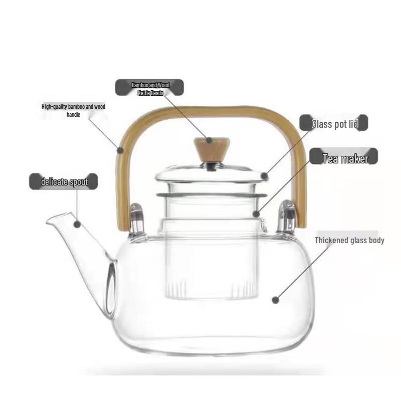 Changbaosen Glass Teapot with Bamboo Handle