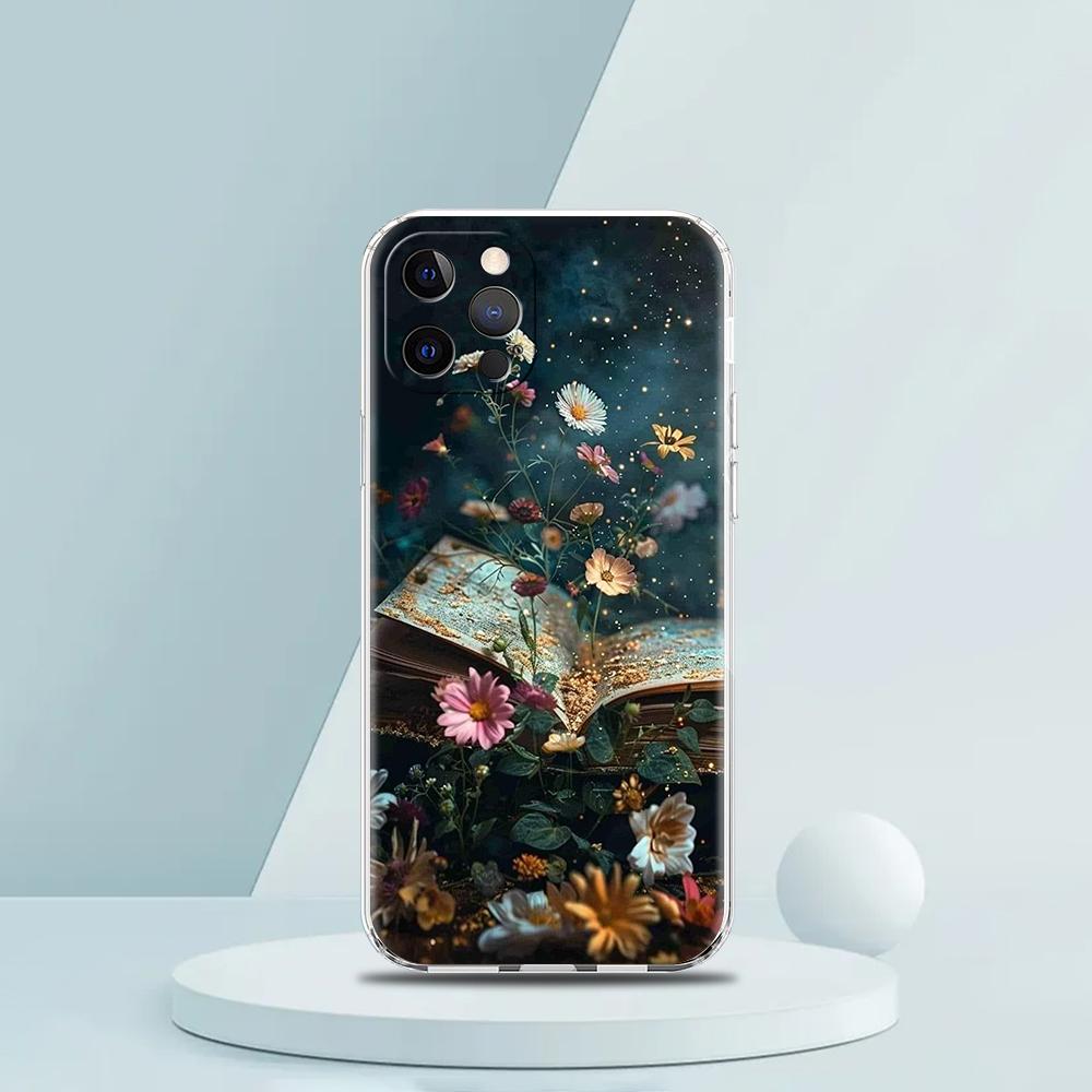 

Soft TPU Transparent Phone Case Cover for iPhone 16 15 14 13 12 11 Pro Max XR 8 7 Plus XR Shell Creative And Beautiful Book Bags for iPhone 16