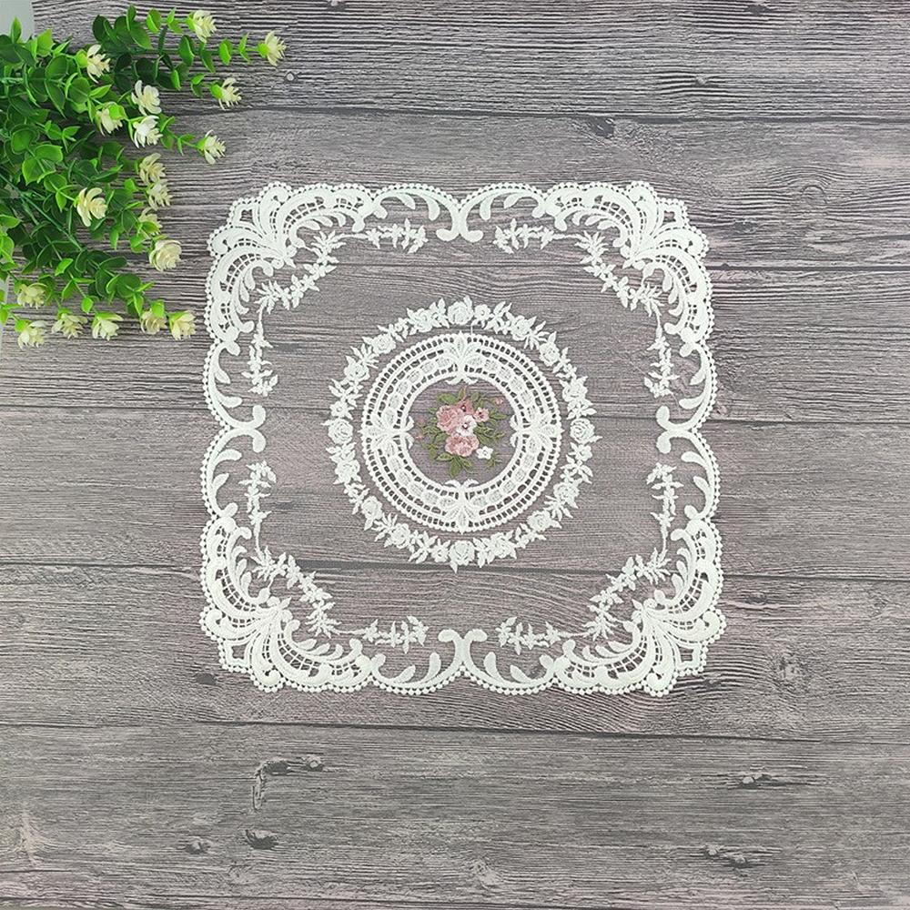 Vintage Table Cloth Cover Lace Embroidery Placemat Nordic Style Cabinet Furniture Decoration Photo Background Props
