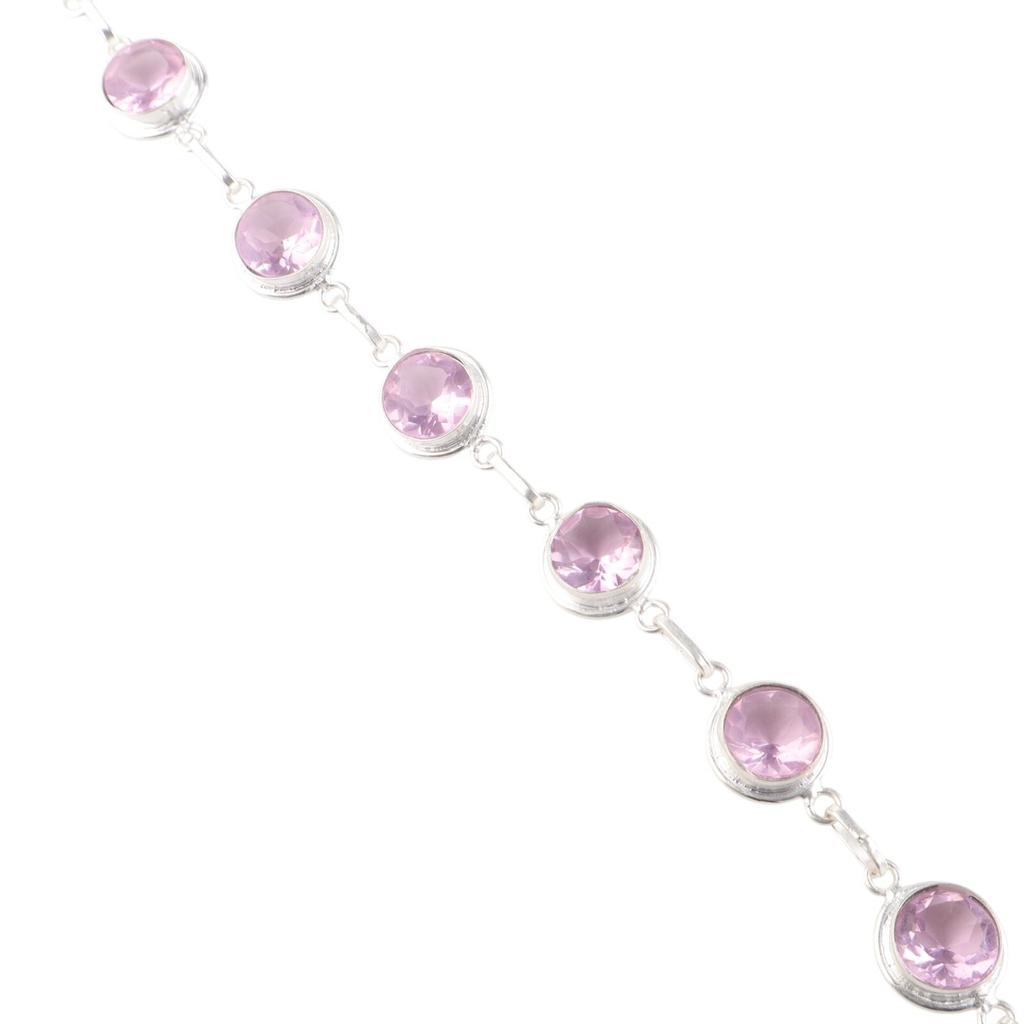 Morganite Gemstone 925 Sterling Silver Jewelry Handmade Bracelet 7-9" For Her RB-13-10