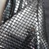 100cm Symphony Metallic Dark Silver Plaid Fabrics Mirror Reflective Cloth Mesh Sequin Garment Designer Fabric Party Decoration