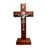 Wood Cross Ornament Standing Statue Art Statue Decoration Supplies for Dormitory Bedroom Party Background Decoration