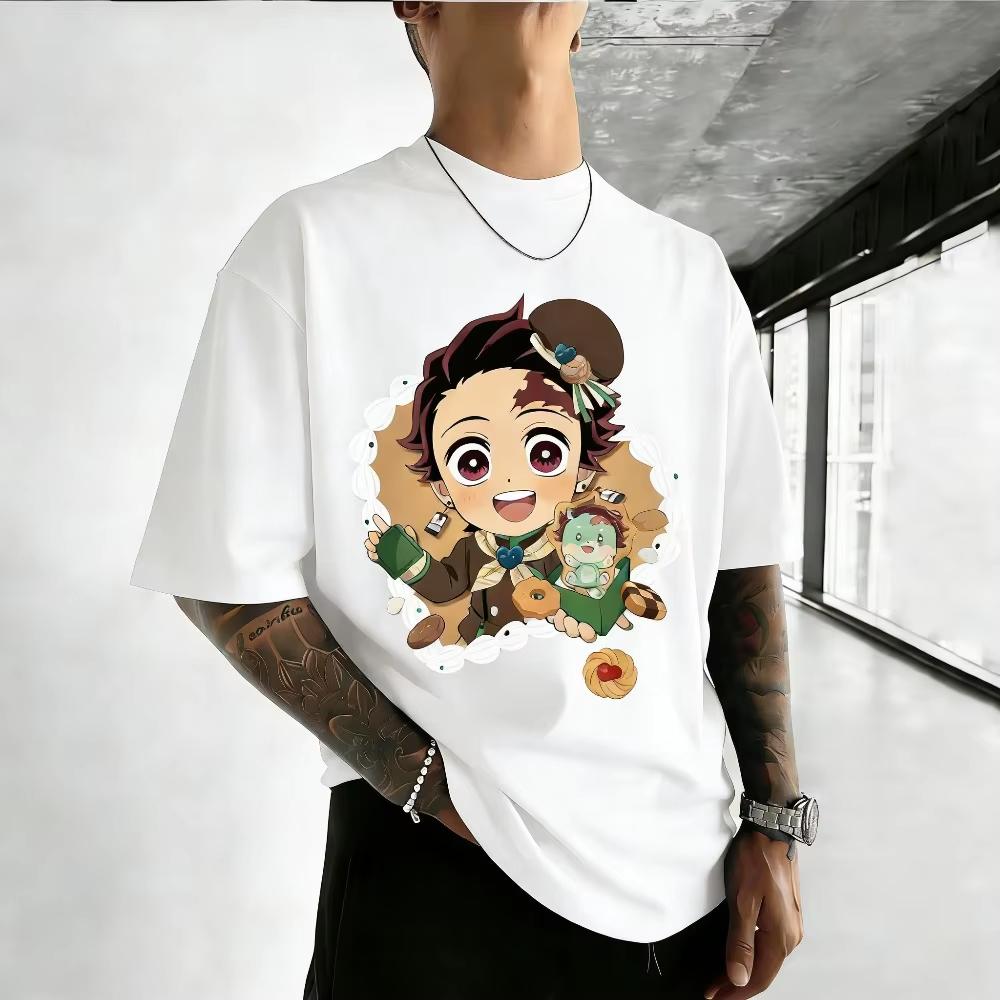 Unisex pure cotton Tshirt  Demon Slayer  Jirosuke Kamijou  Summer 2026 Harajuku Style Anime Print Loose ShortSleeved Shirt