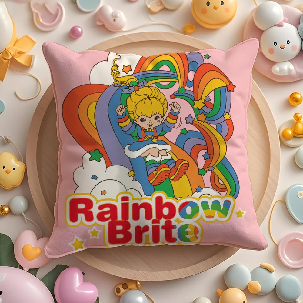 Cute RRainbows BBrite Pillow Case Soft Plush Fabric DoubleSided Printed Cushion Cover Warm Winter Sofa Pillow Case