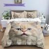Persian Cat Pattern Bedding Quilt Set Quilt Cover Pillowcase Home Decoration Gift (1 * duvet cover + 2 * pillowcase, without core)