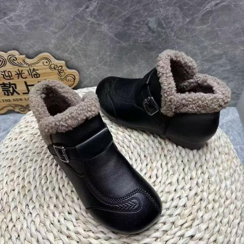 

Autumn and winter new soft-soled women s shoes soft-soled Doudou Mao medium and old cotton boots snow boots 35 чёрный