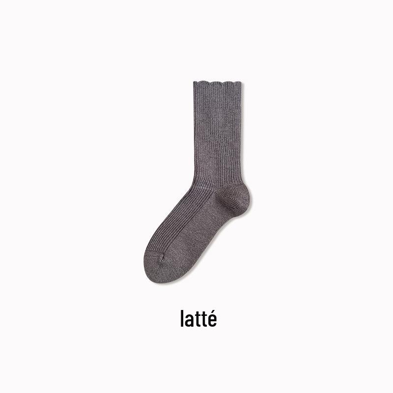 Damen Mid-Tube Spitzensocken - Warme Winter-Frotteesocken für trendige Studentinnen & Umstandsmode