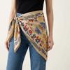 Floral Print Women's Necktie Imitation Silk Decorative Headscarf Floral Triangle Scarf  Travel