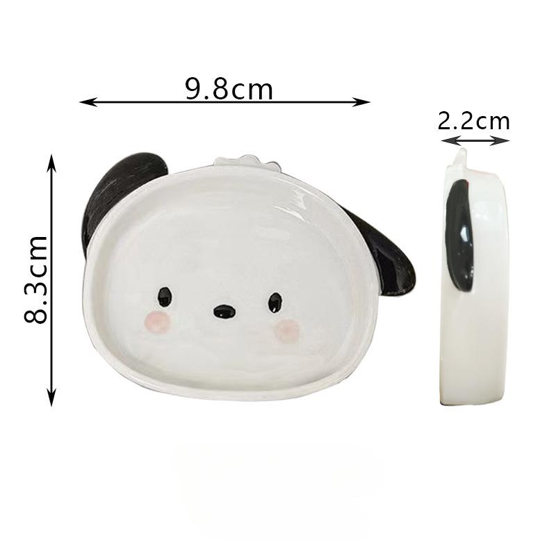 White Dog Shaped Ceramic Tray Mini Cartoon Seasoning Plate Cafe Dessert Sushi Plate Creative Desktop Decoration