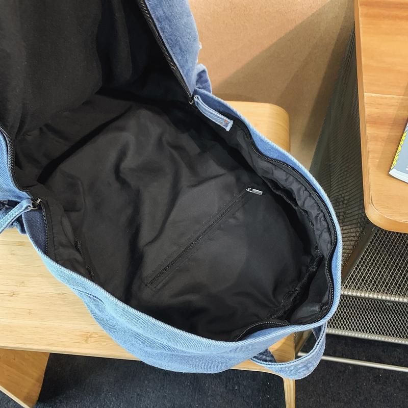 Womoen Large Capacity Denim Backpack Middle School Student Schoolbag