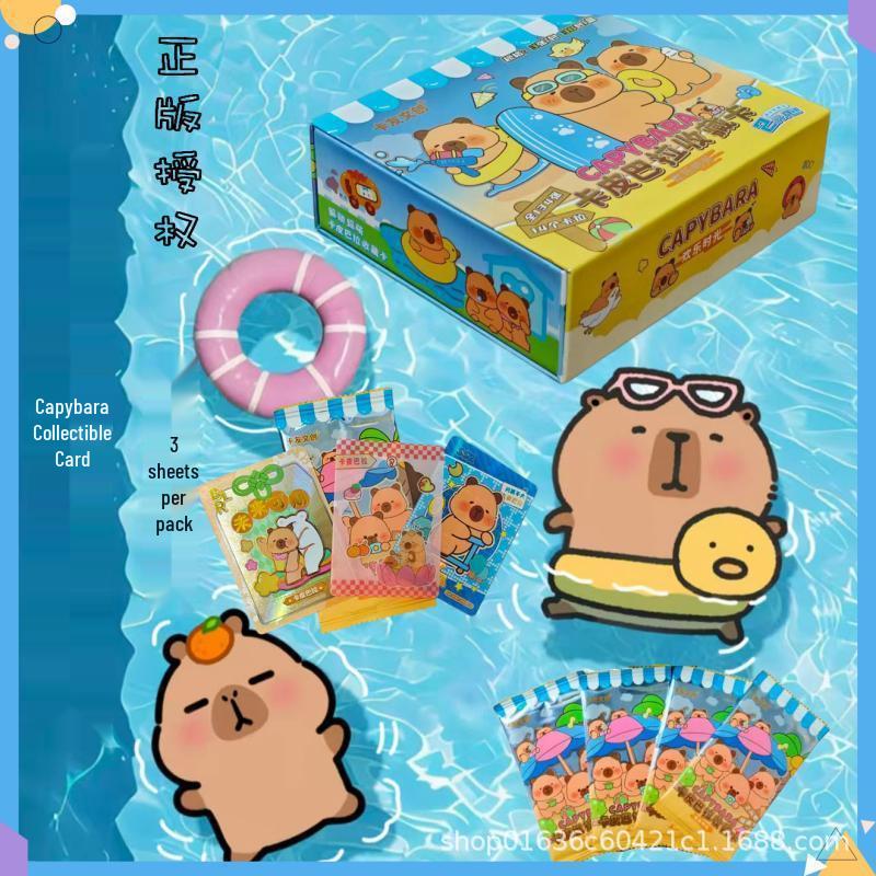 Capybara Anime Laser Flash Card Set: Authentic Gift Box & Puzzle Cards Collection