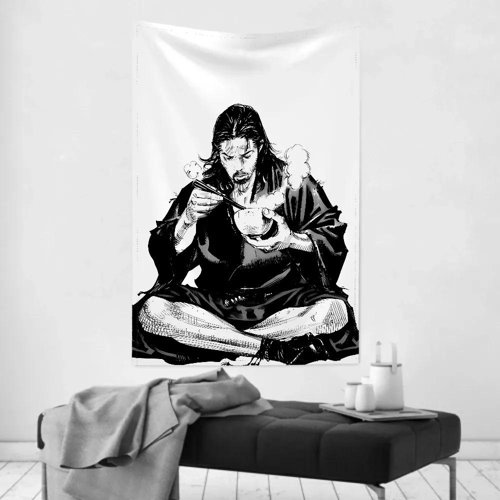 1pc Vintage Anime MMiyamoto MMusashi Vagabond Bushido Warrior Tapestry Wall Cloth Party Hanging Background Baby Room