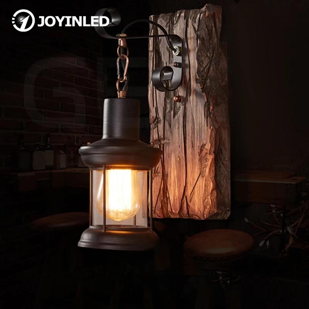 

JOYINLED Antique New Style Industrial Wood Wall Light Rustic Decorate Ceiling Light Iron Metal Art for Bar Loft Corridor JM102
